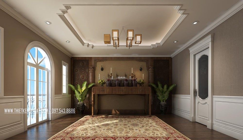 Thiết kế nội thất phòng thờ nhà liền kề khu đô thị Văn Quán